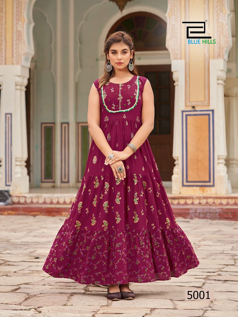 BLUE HILLS Hotstar 5 Printed Designer Festive Wear Long Kurtis Collection